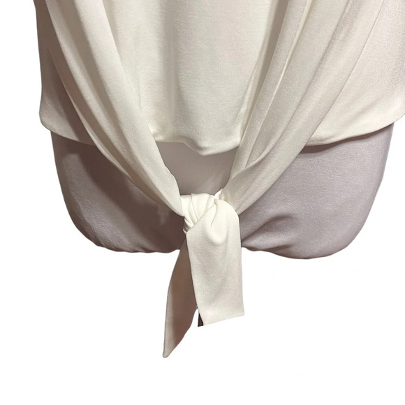 Calvin Klein Tie Waist Sleeveless Ivory Shell - Picture 2 of 7